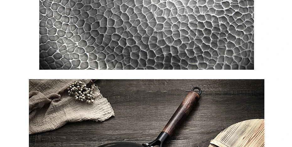 Close-up of the hand-hammered dimple texture